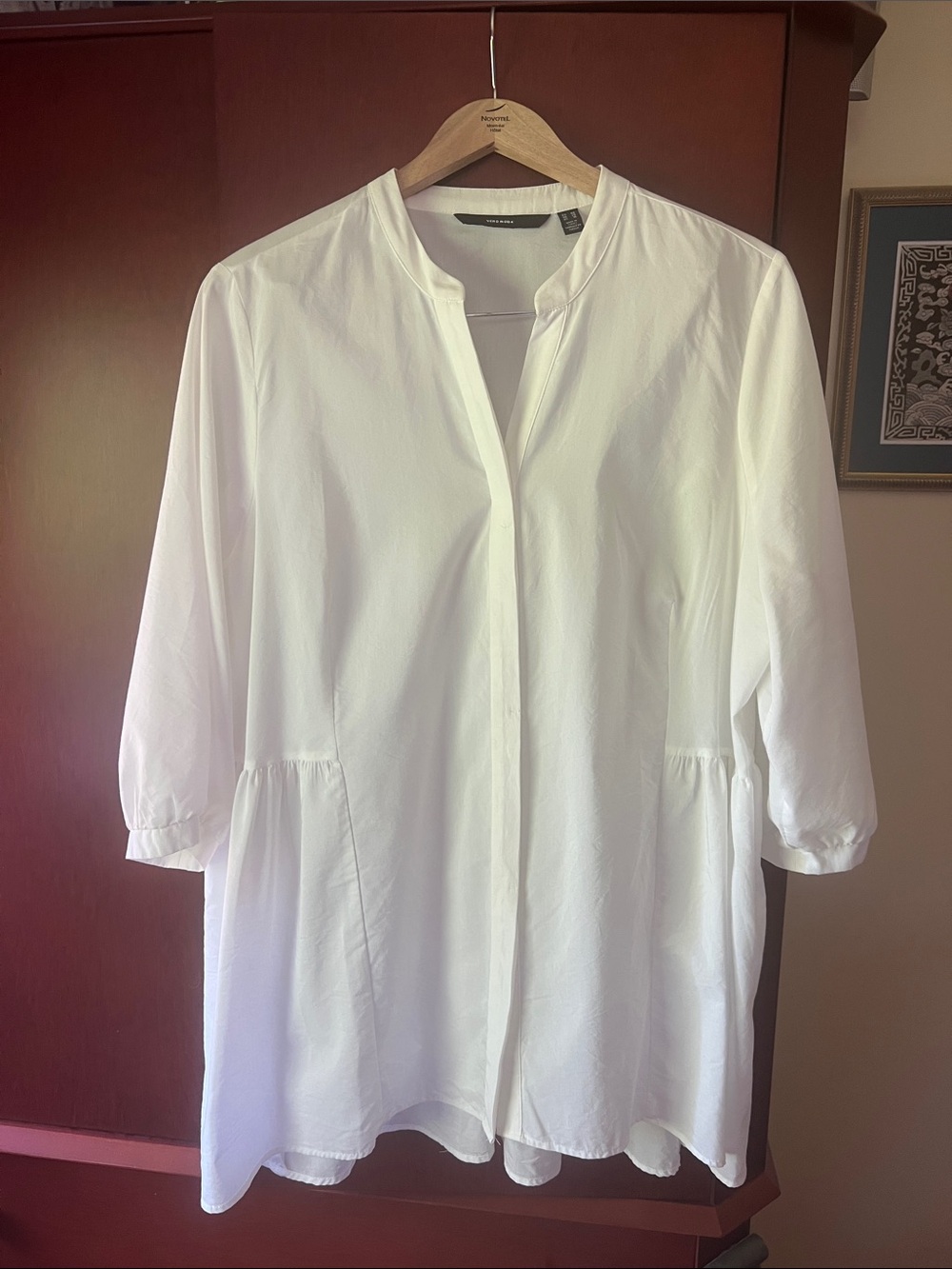 Vero Moda White Mandarin Collar Button-Down Shirt